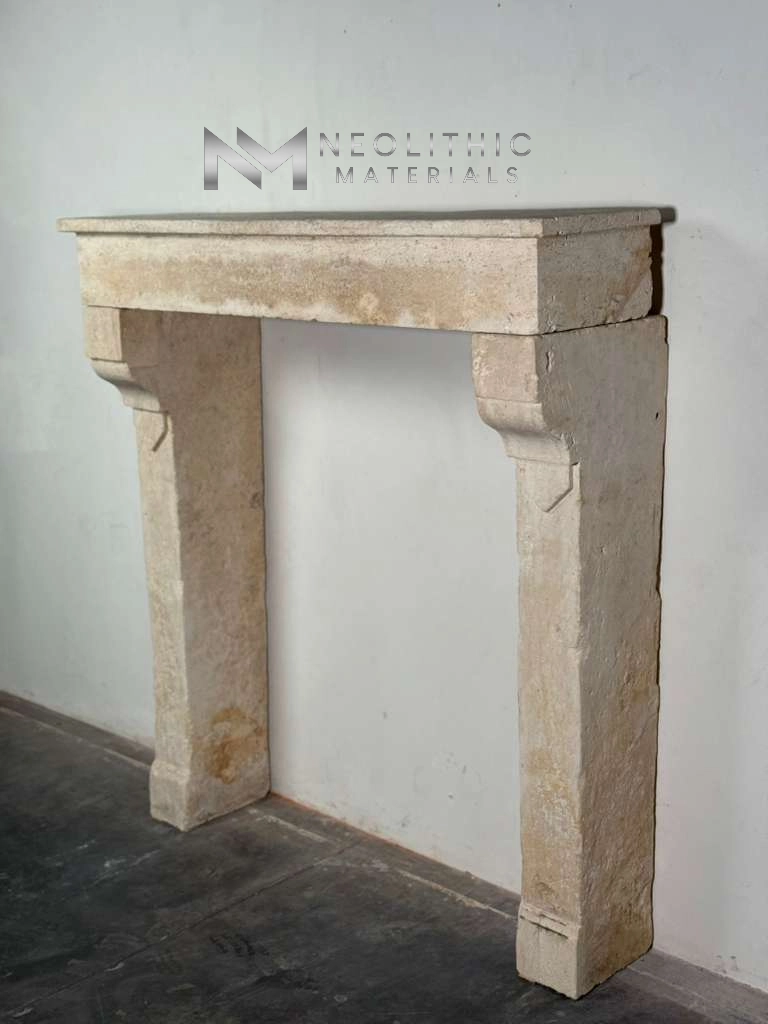 French Antique 19th Century Limestone Mantle - Image 2